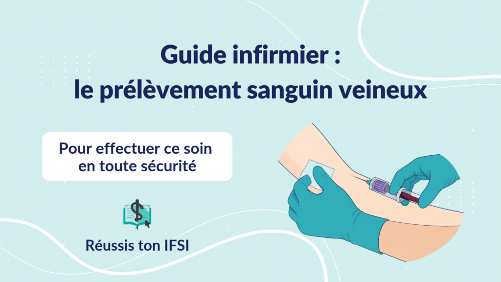 Prélèvement sanguin veineux : couverture du guide infirmier montrant le recueil de sang à la seringue.