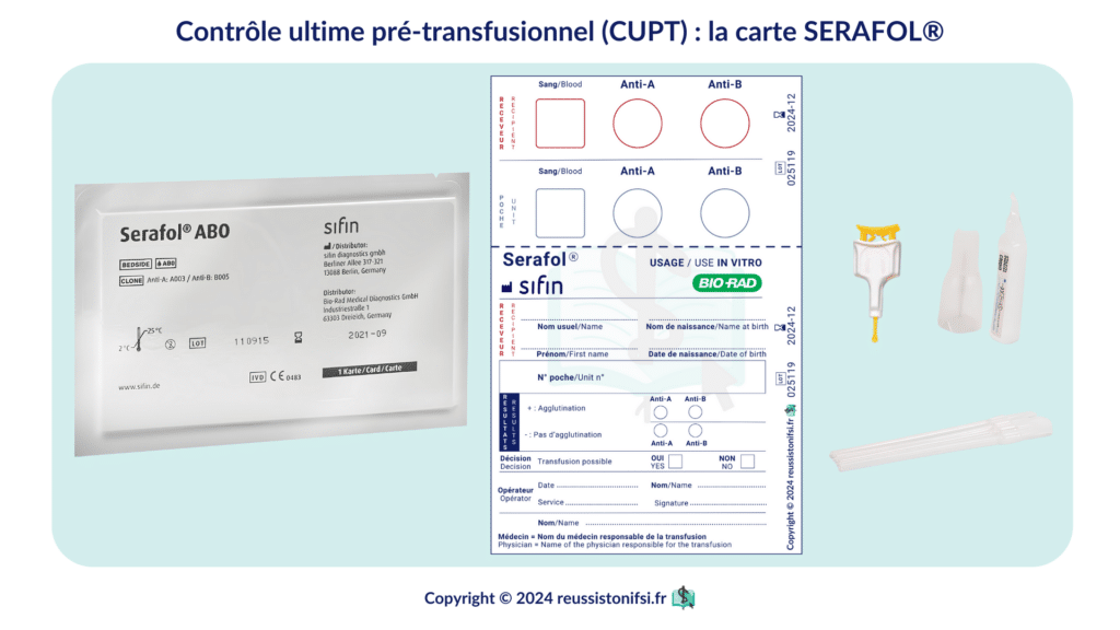 Infographie - Contrôle ultime pré-transfusionnel (CUPT) _ la carte SERAFOL®