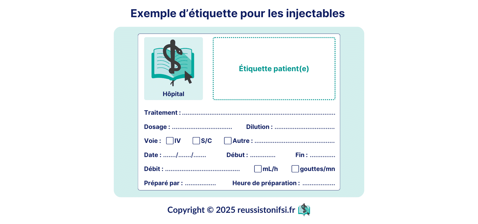 Infographie - Exemple d’étiquette pour les injectables