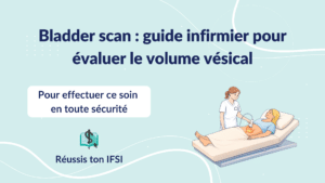 Infirmière réalisant un bladder scan chez une patiente allongée pour évaluer le volume vésical en toute sécurité