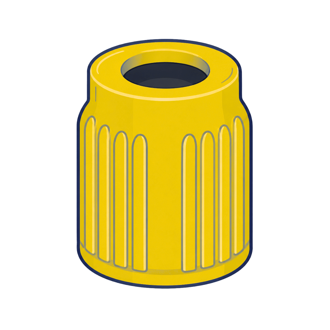 Tube jaune de prélèvement sanguin, représenté par son bouchon pour identifier le tube sec avec gel.