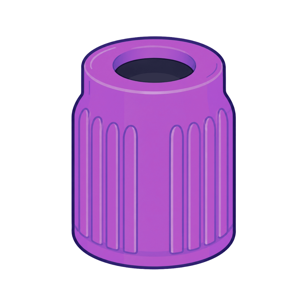 Tube violet de prélèvement sanguin, représenté par son bouchon pour identifier visuellement le tube EDTA.