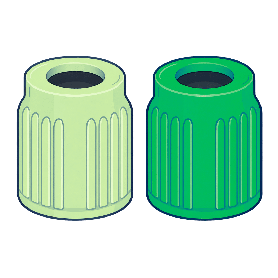 Tubes verts de prélèvement sanguin représentés par deux bouchons de teintes différentes pour leur identification.