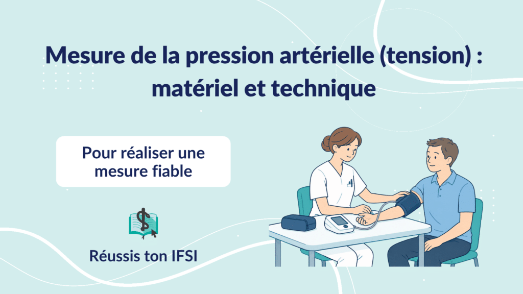 Mesure de la pression artérielle par une infirmière avec un tensiomètre électronique et un brassard au bras du patient assis.